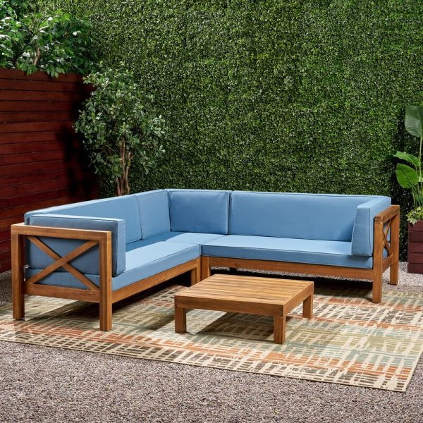 Ansel Solid Wood 5 – Person Seating Group with Cushions