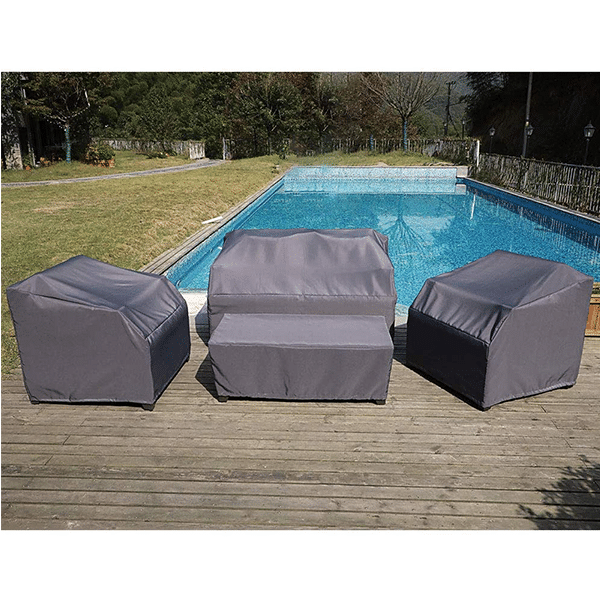 5-piece outdoor patio furniture set, wicker patio dialogue set with waterproof sofa cover, coffee table with aluminum slatted top, brown PE rattan