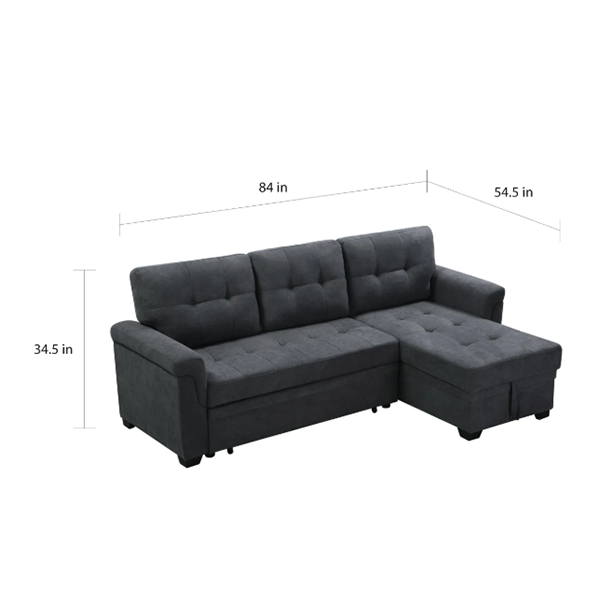 Copper Grove Arogundade Woven Fabric Reversible Sectional Sofa Sleeper