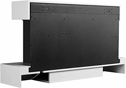 Endeavour Fires Runswick Wall Mounted Electric Fire, 220/240Vac, 50 Hz, 1&2kW, 7 day Programmable remote control with an Off White MDF Mantel & Plinth