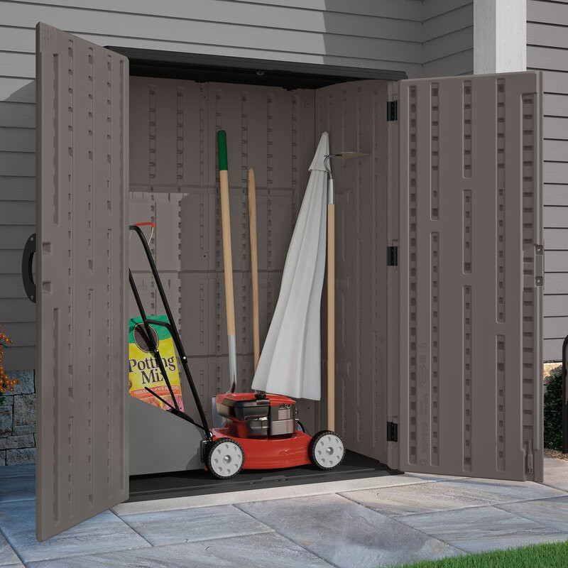 Outdoor 4 ft. W x 2 ft. D Plastic Vertical Tool Shed