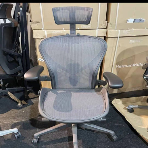 Herman Miller Aeron 2nd generation, Herman Miller Aer on 2nd generation ergonomic chair office chair 2nd generation high matching dark gray steel feet, Y-shaped lumbar support Ergonomic chair, lumbar support chair, office computer chair, medium nylon
