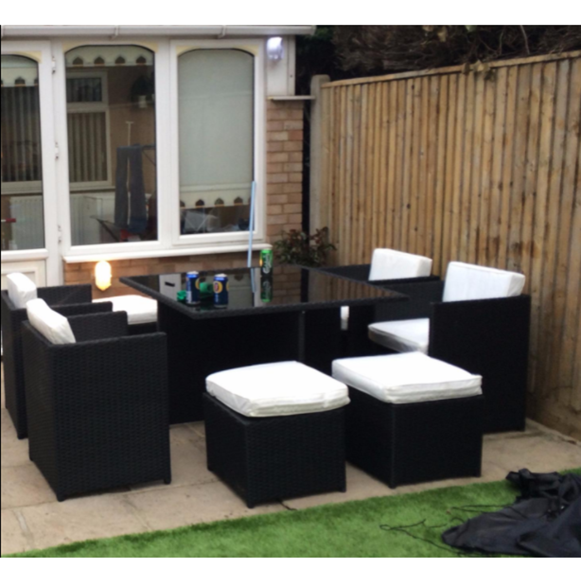 Harts Outdoor Rattan Cube set - 9 Piece Dining Set Wicker patio conservatory furniture Inc Rain Cover (Brown Rattan)