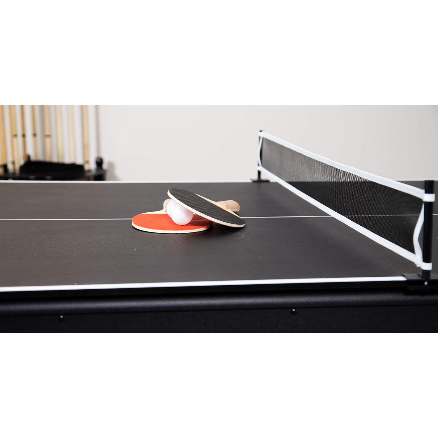Hathaway Spartan 6-Ft Pool & Table Tennis Multigame Table for Family Recreation Game Rooms with Red Felt Playing Surface, All Accessories Included - Black Finish, 72