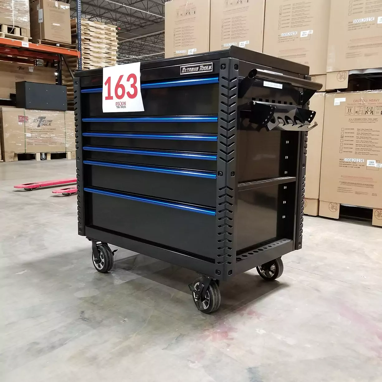 Showroom Demo – Extreme Tools 41″ 6-Drawer Deluxe Flip Top Tool Cart – Black/Blue
