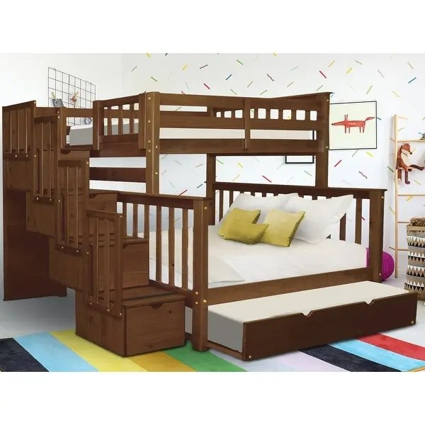 Taylor & Olive Trillium Twin over Full Stairway Bunk Bed - Dark Cherry