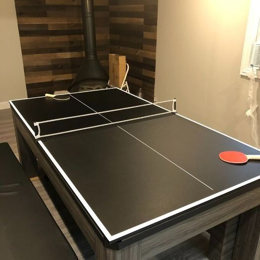 Atomic 7' Hampton 3-in-1 Combination Table Includes Billiards, Table Tennis Dining Table Dual Storage Bench Seating
