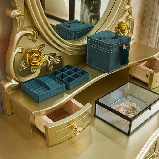 Dressing table bedroom furniture multifunctional European style dressing table champagne gold