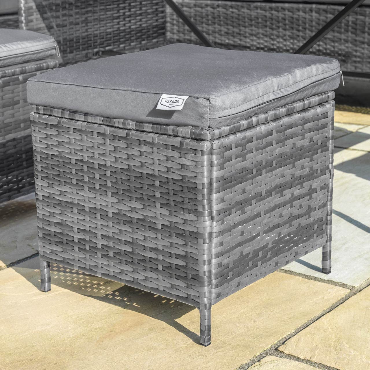 Harrier Rattan Corner Dining Table - 2x Colours: Grey or Black & Grey | 9 Seater Outdoor Corner Sofa - Premium Rattan Garden Furniture Set | Outdoor Sofa + Table (With Cover, Grey)