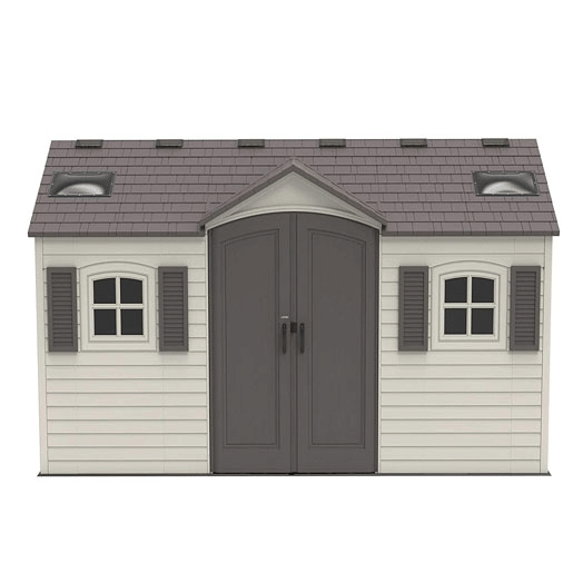 Lifetime 60079 Outdoor Storage Dual Entry Shed, 15 x 8 ft, Desert Sand