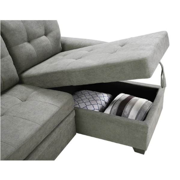 Copper Grove Arogundade Woven Fabric Reversible Sectional Sofa Sleeper