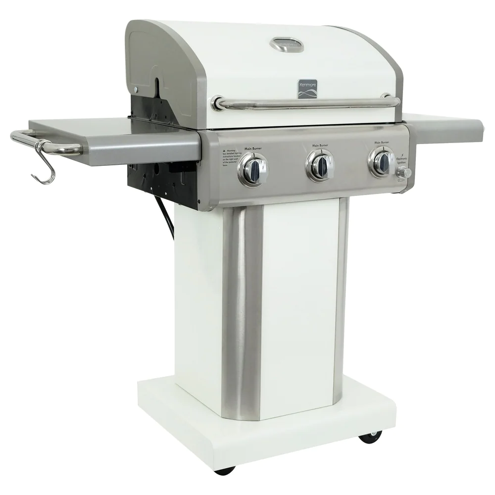 Kenmore 3 Burner Pedestal Grill with Foldable Side Shelves - product size:1298*613*1145mm
