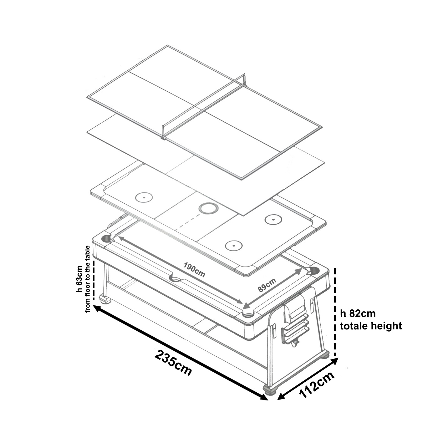 7 FT Pool Table Billiards + Air Hockey Table