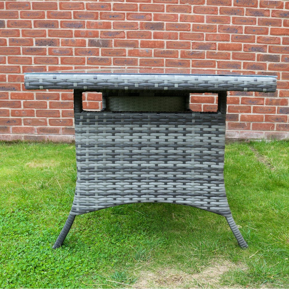 ROSEN 9 Seat Rattan Outdoor Dining Table with Cushions - Grey