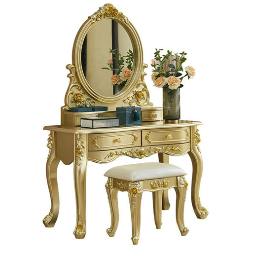 Dressing table bedroom furniture multifunctional European style dressing table champagne gold