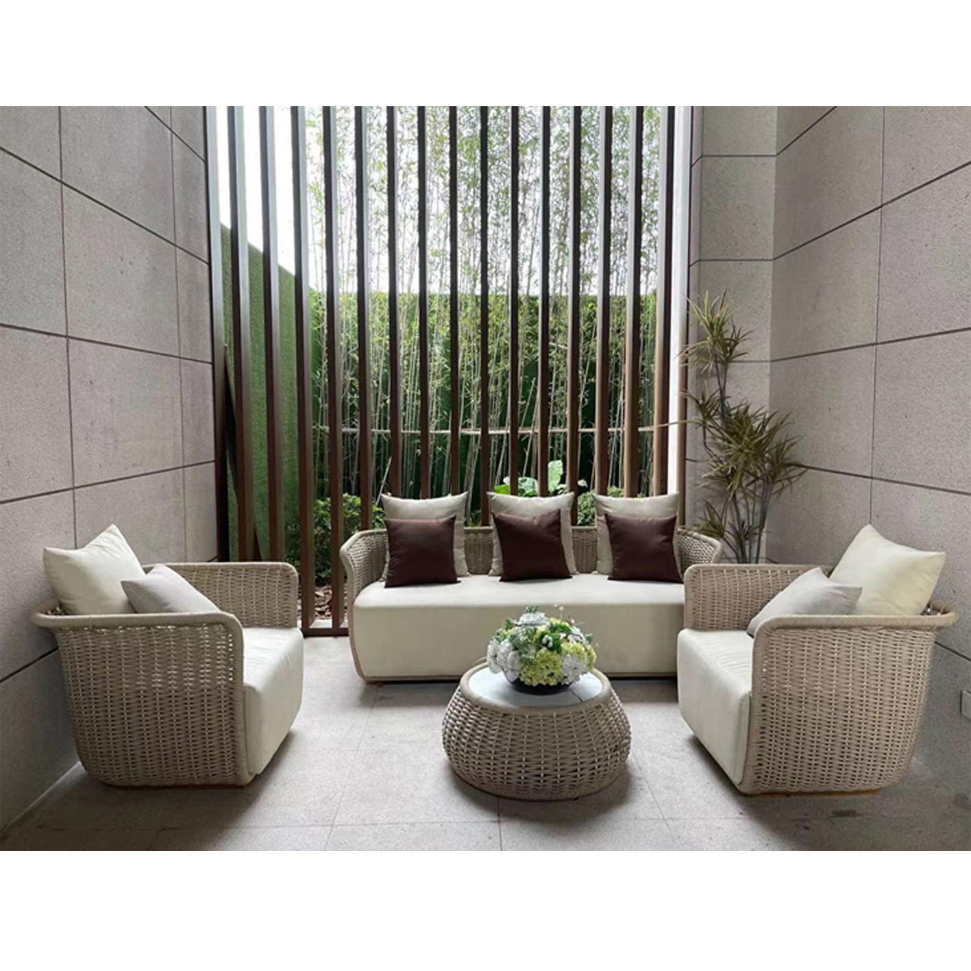 Small Apartment Outdoor Garden Sofas Waterproof Courtyard Hotel Lounge Chairs Sunscreen Villa Living Room Furniture Leisure Sofa