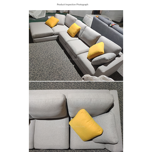 European style wood legs upholstery reclinable 3 seater modern gray fabric sectional couch living room sofa set with chaise