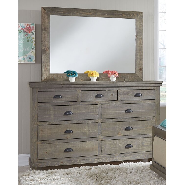 Ammerman 9 Drawer 64'' W Solid Wood Double Dresser with Mirror