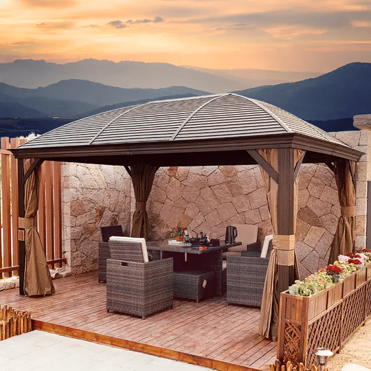 3x4meter Aluminum frame Roof Gazebo Solid Roof Party Galvanized Luxury Garden Gazebo Curved Metal Roof Hard Top Gazebo