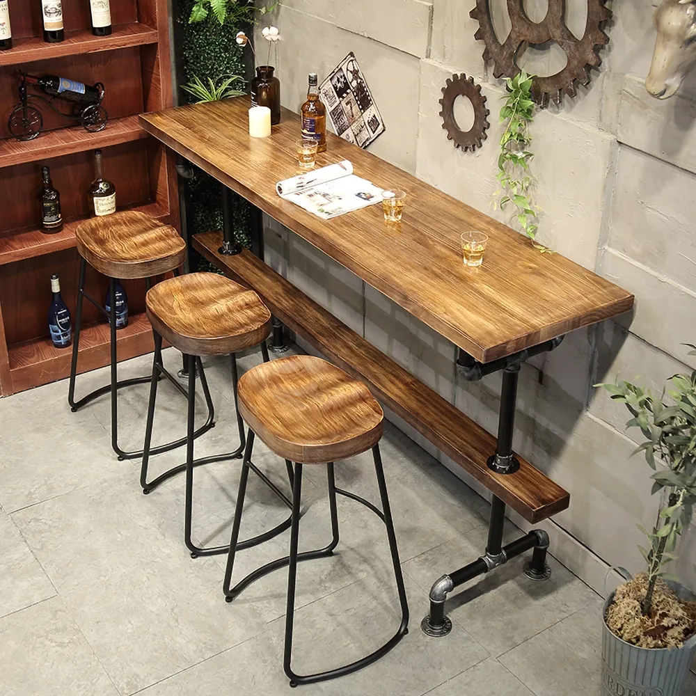 1300mm Retro Rectangular Bar Table Natural Industrial Pub Table