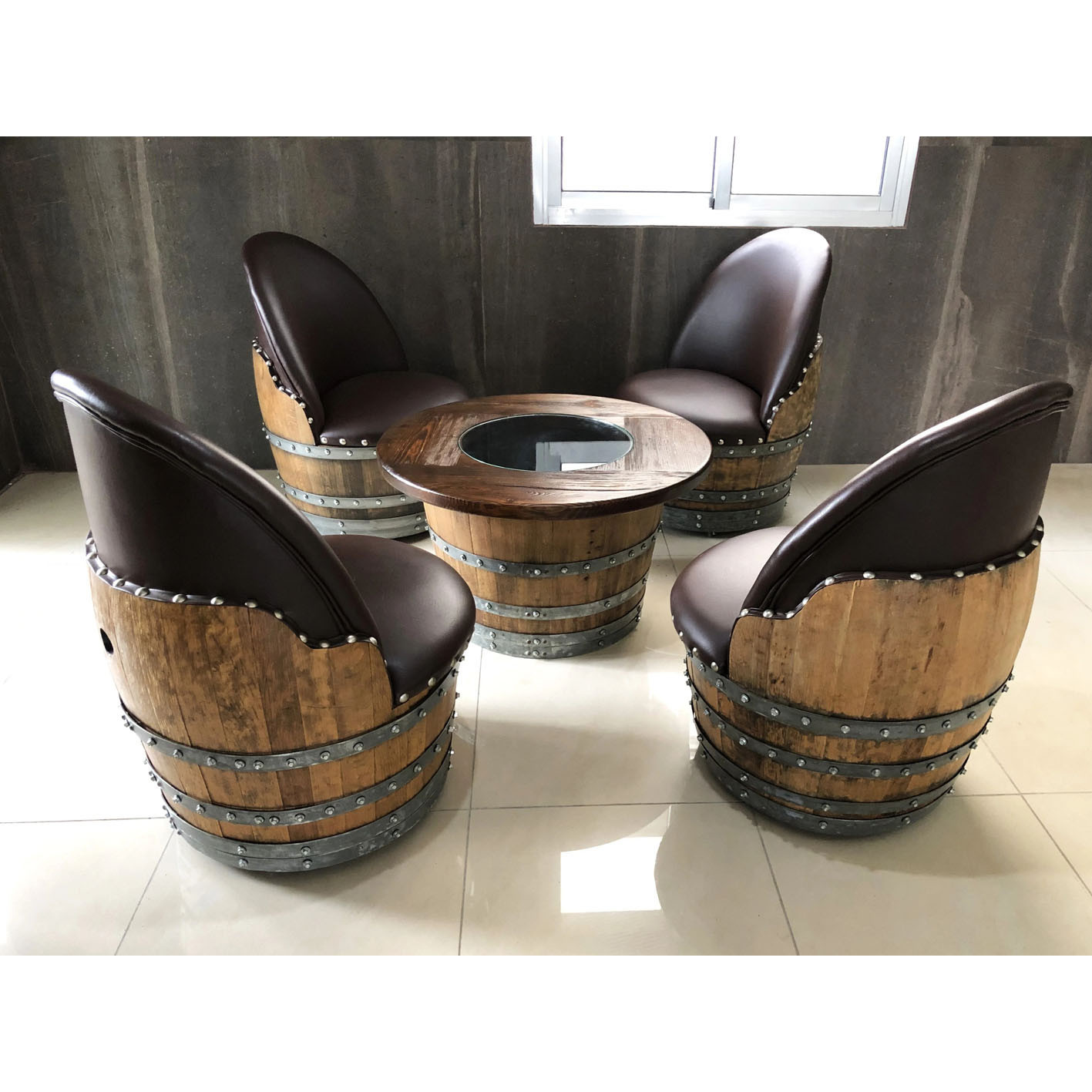 4-Chair Half-Barrel Lounge Set