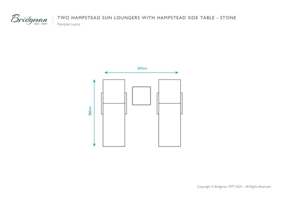 2 Hampstead Stone Sun Loungers with Side Table