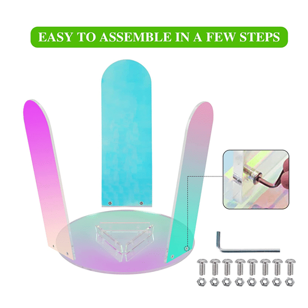 Acrylic side table, clear round glass table, iridescent table can be used as plexiglass table, bedside table, coffee table and dining table