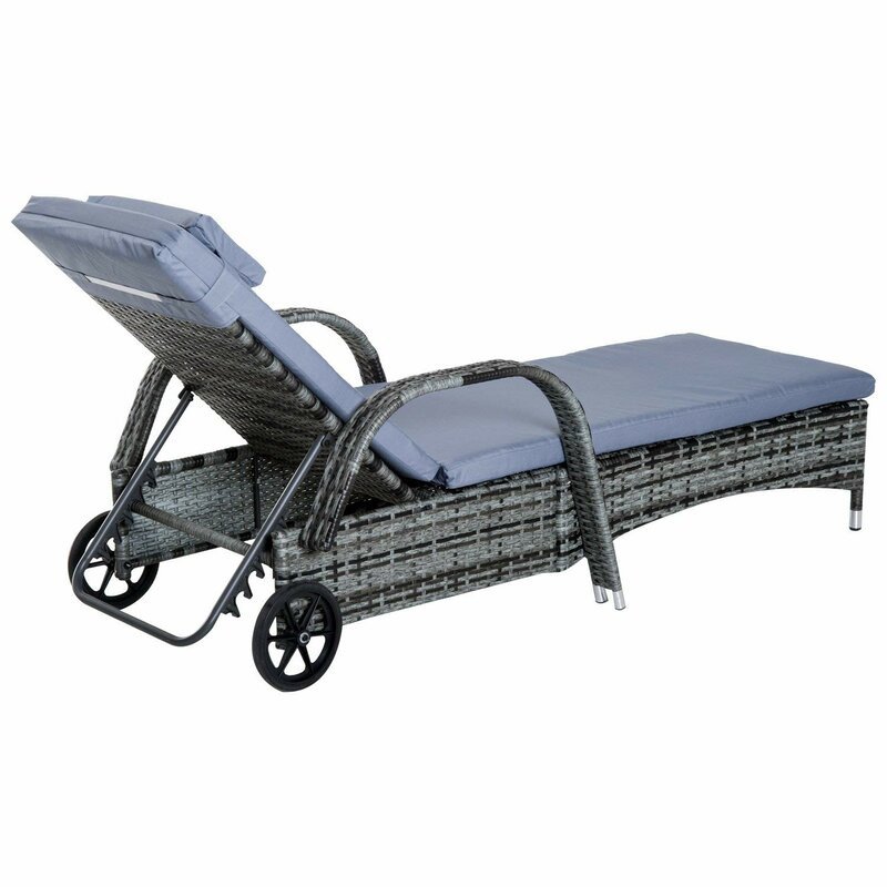 Berkhamsted 200Cm Long Reclining Single Sun Lounger with Cushions and Table