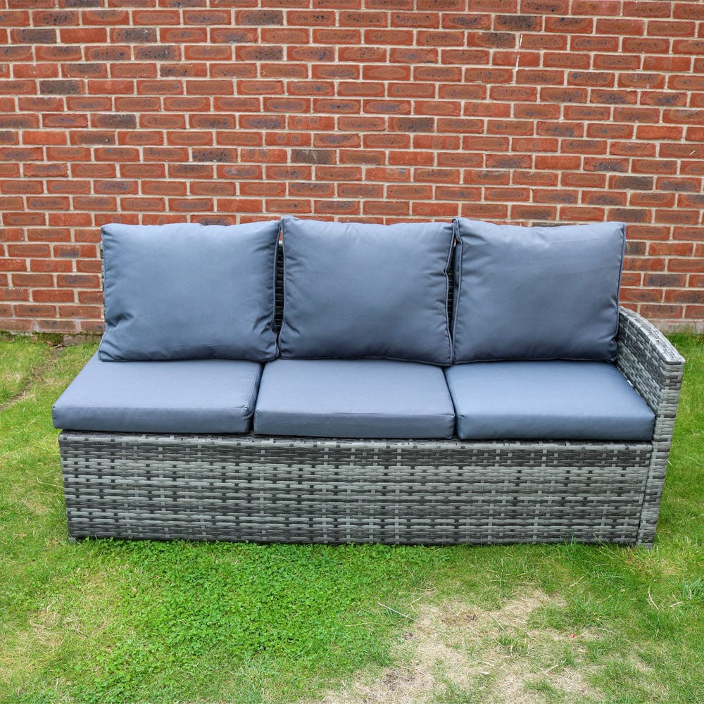 ROSEN 9 Seat Rattan Outdoor Dining Table with Cushions - Grey