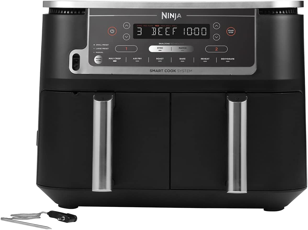 Ninja Foodi MAX Dual Zone Air Fryer [AF451UK] Smart Cook System, 9.5L, 2 Drawers, 6 Functions, Dark Charcoal Grey