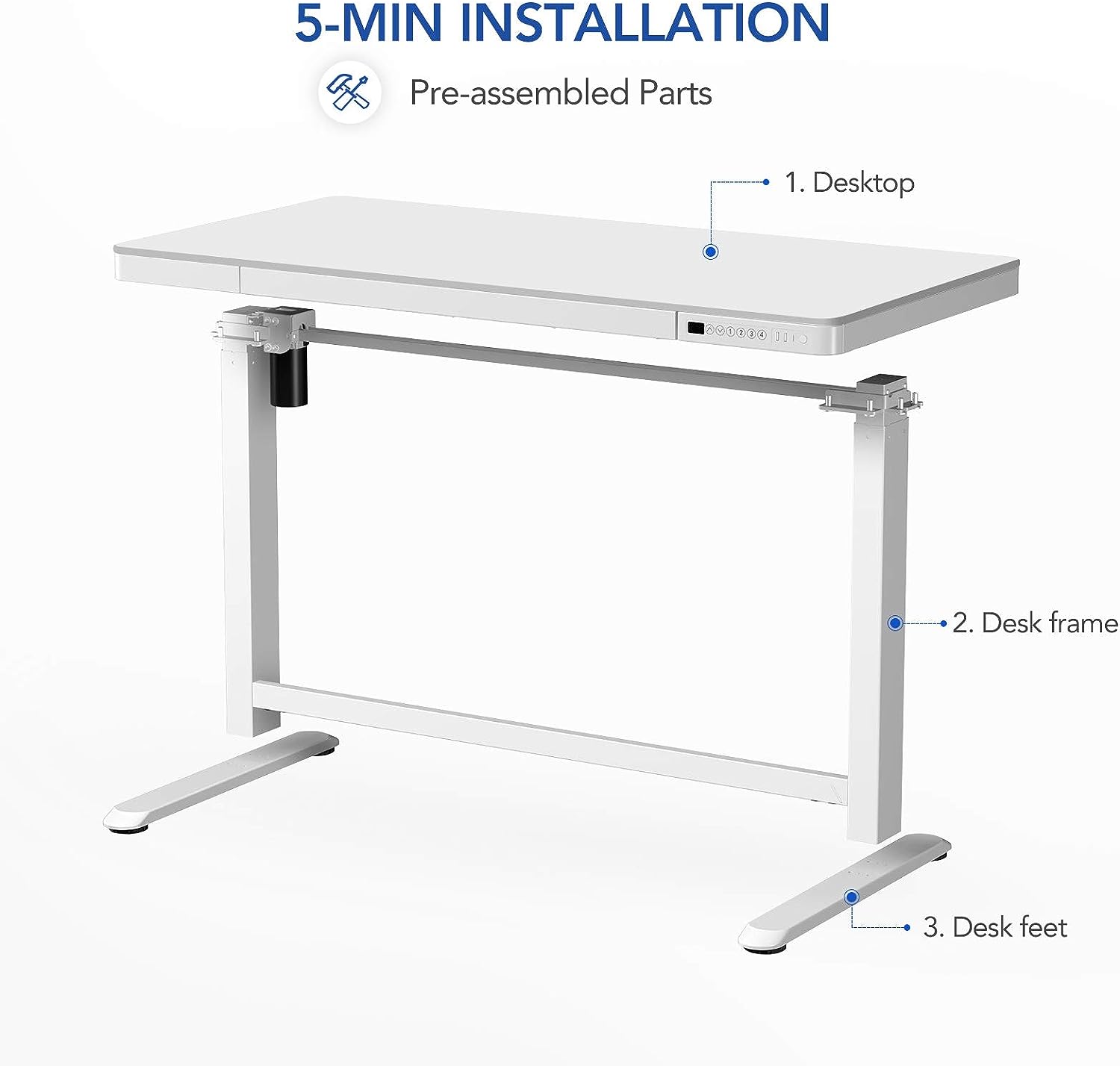 FLEXISPOT Comhar EW8M Electric Standing Desk, Home Office Electric Height Adjustable Sit-Stand Desk 120 * 60cm Maple Top with Drawer & Fast USB Chargers (White Frame+Maple Top)