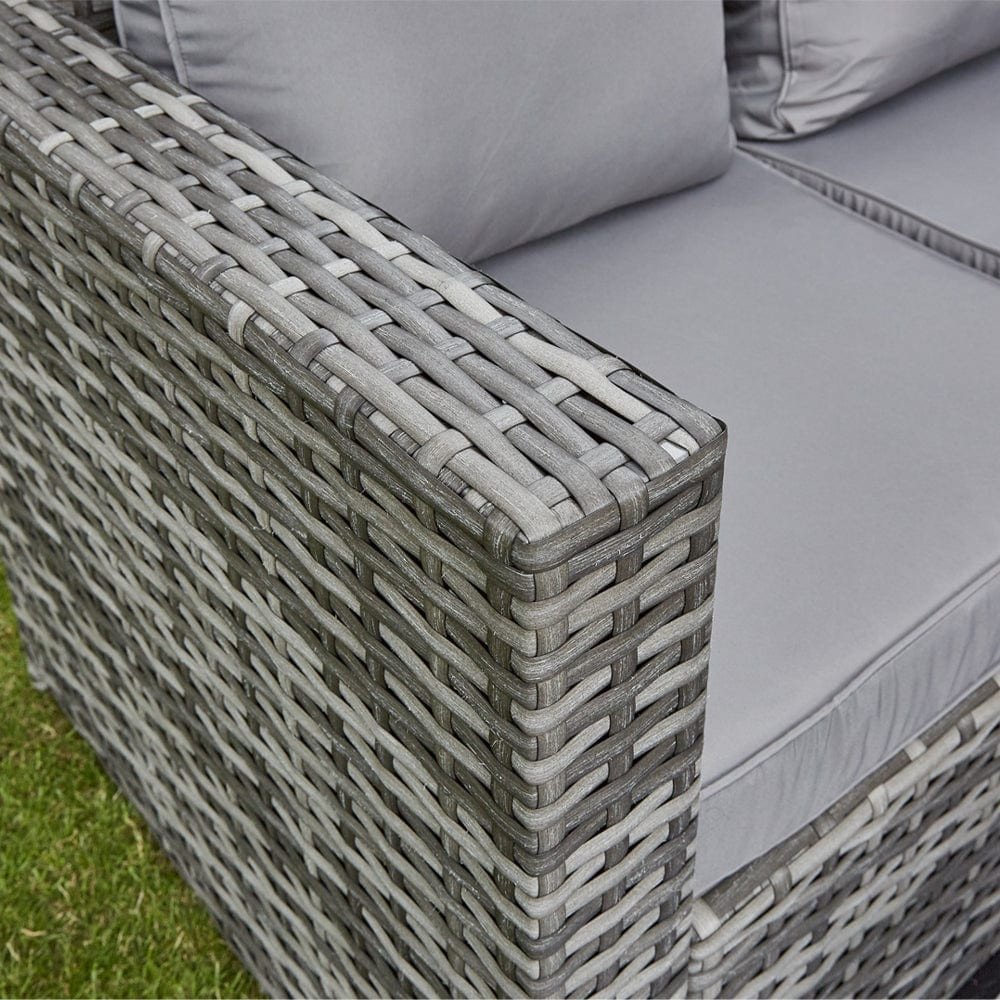 BARCELONA 9 SEATER RATTAN GARDEN DINING SET WITH RISING TABLE IN GREY