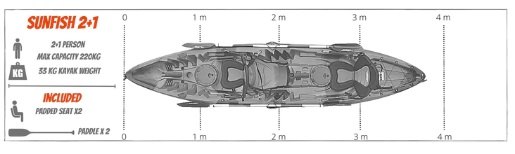 SUNFISH DOUBLE SIT ON TOP LEISURE FISHING KAYAK