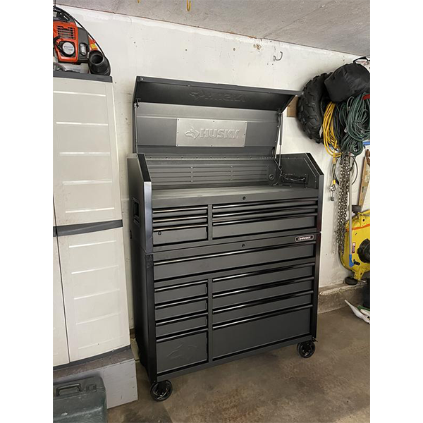 Industrial 52 in. W x 21.5 in. D 15-Drawer Tool Chest and Rolling Cabinet Combo with LED Light in Matte Black