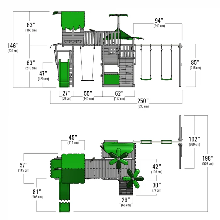 Caribbean climbing frame with double swing