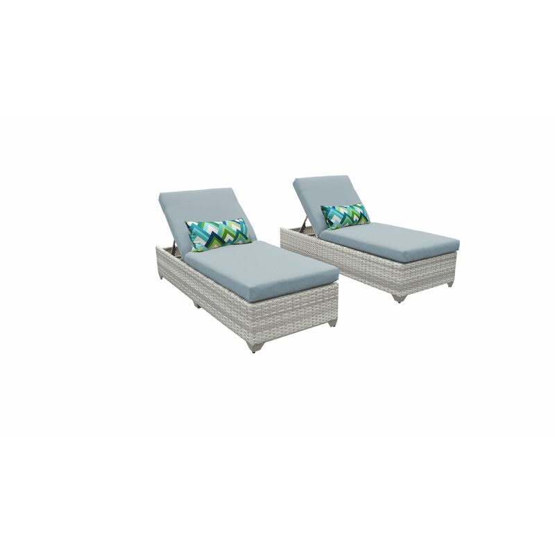 Long Reclining Chaise Lounge Set with Cushions (Set of 2)