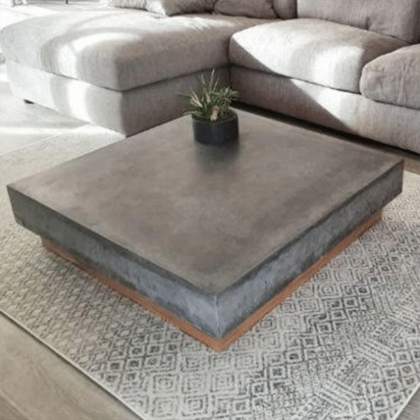 polished concrete square coffee table