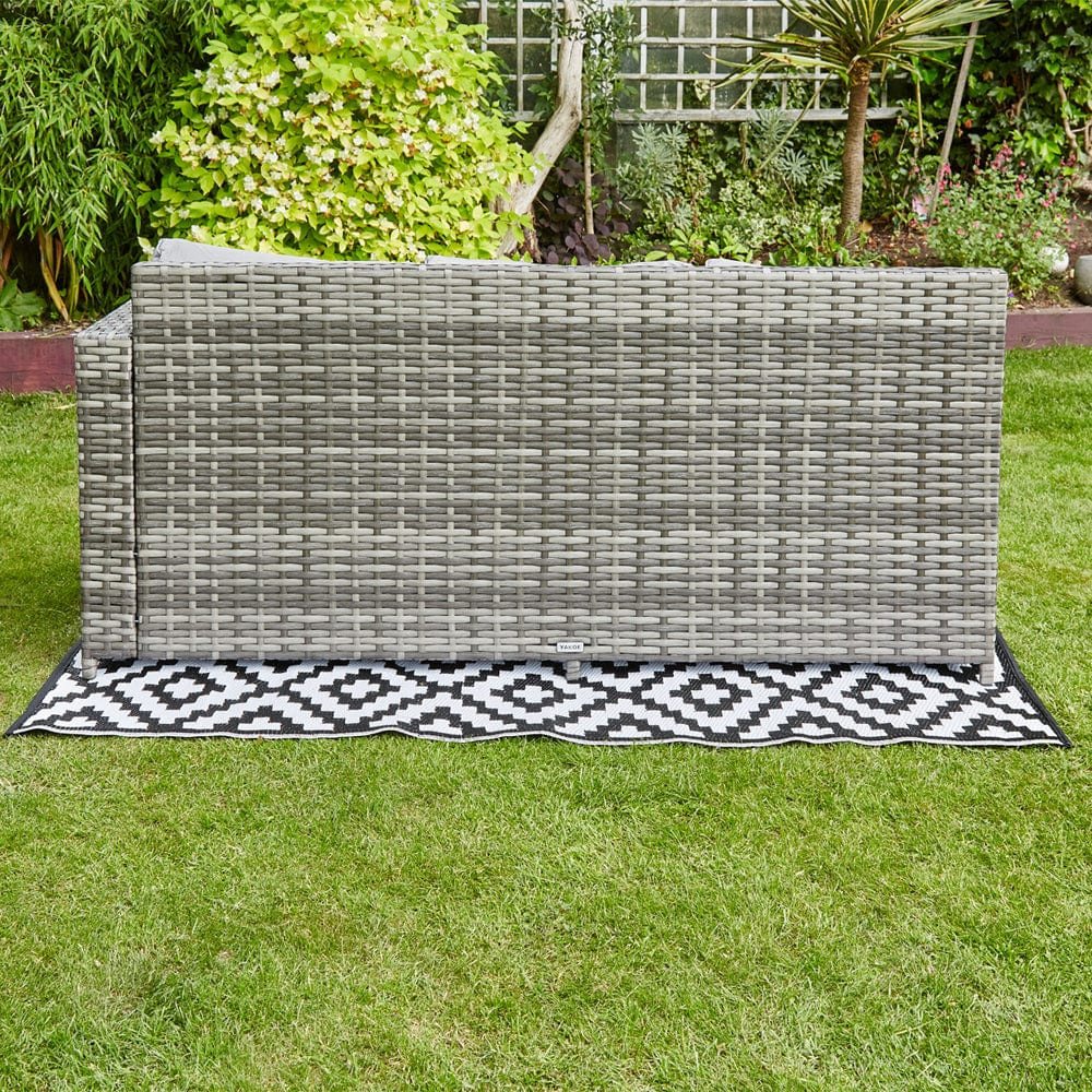 BARCELONA 9 SEATER RATTAN GARDEN DINING SET WITH RISING TABLE IN GREY