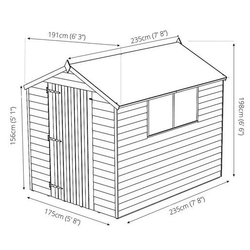 Mercia Wooden 8 x 6ft Overlap Garden Shed