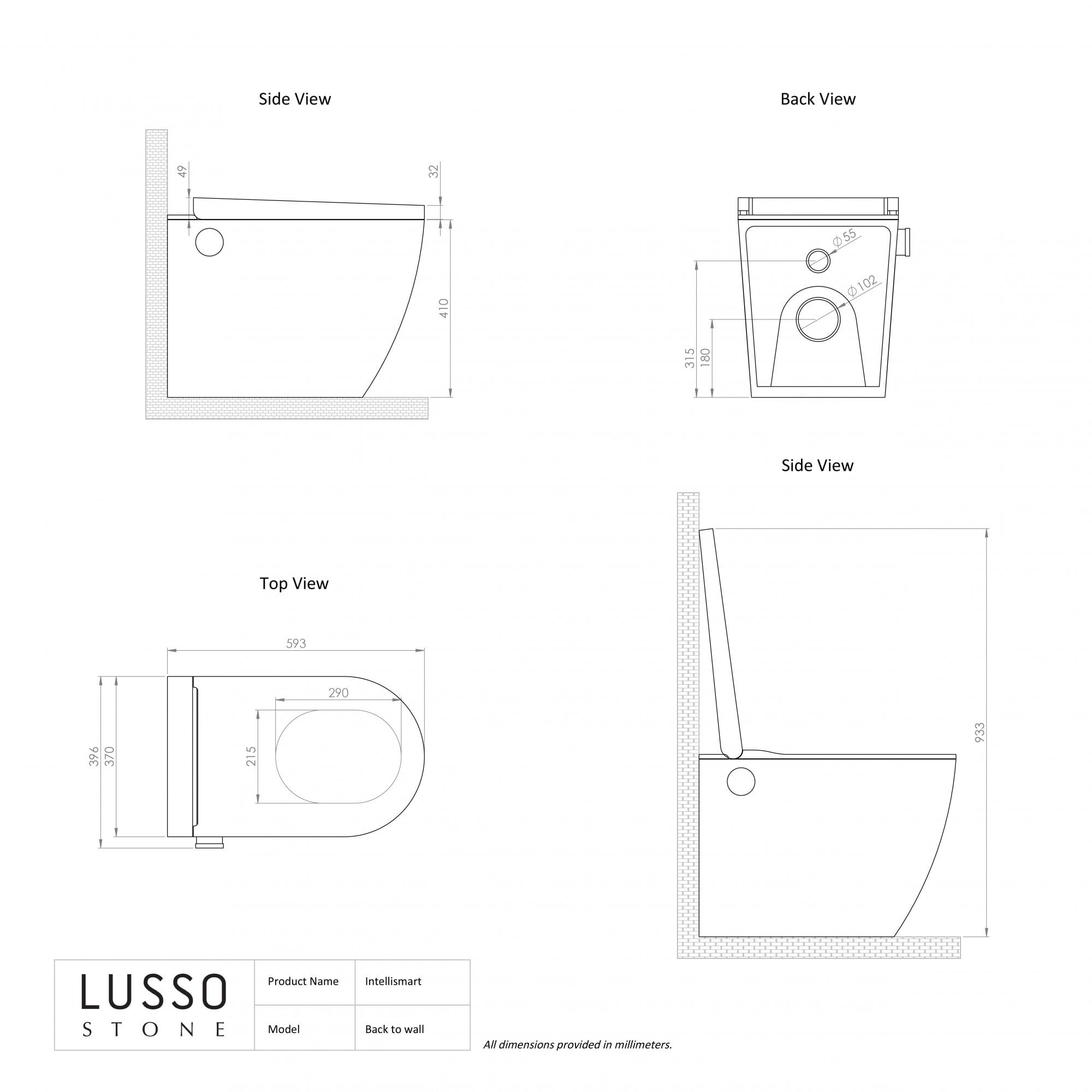 Intellismart Back To Wall Rimless Toilet Bidet & Soft Close Seat