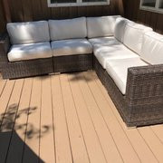 94” Wide Outdoor Wicker Patio Sectional with Cushions