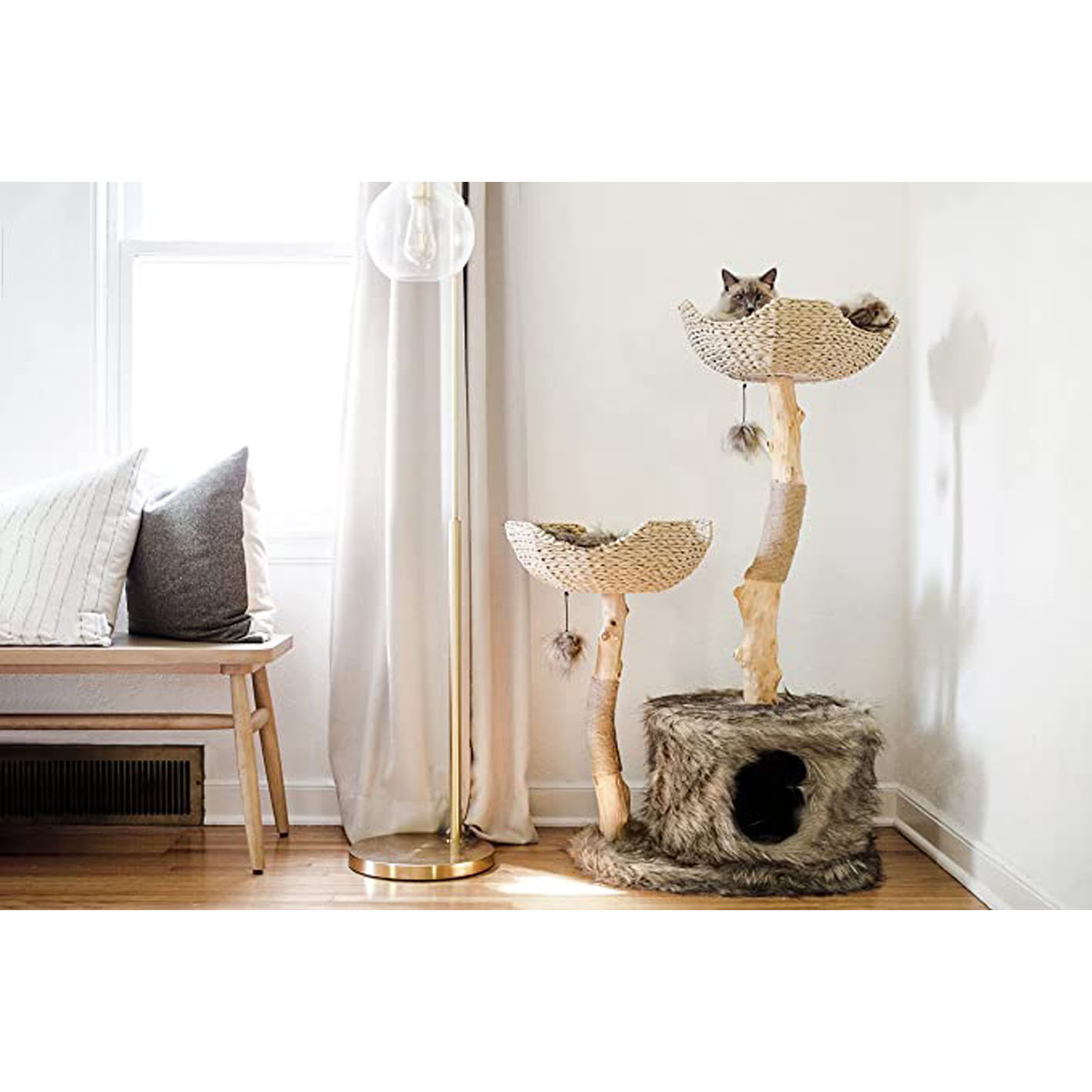 Modern Cat Tree Tower for Large Cats, Real Branch Luxury Cat Condo, Wood Cat Tower, Cat Scratching Tree, Cat Condo, Cat Lover Gift, Luxury Cat, Cat Gifts by Mau Lifestyle