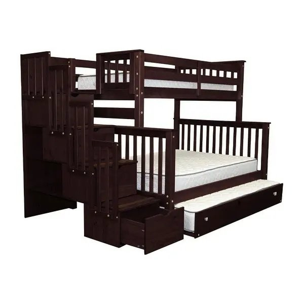 aylor & Olive Trillium Twin over Full Stairway Bunk Bed - Dark Cherry