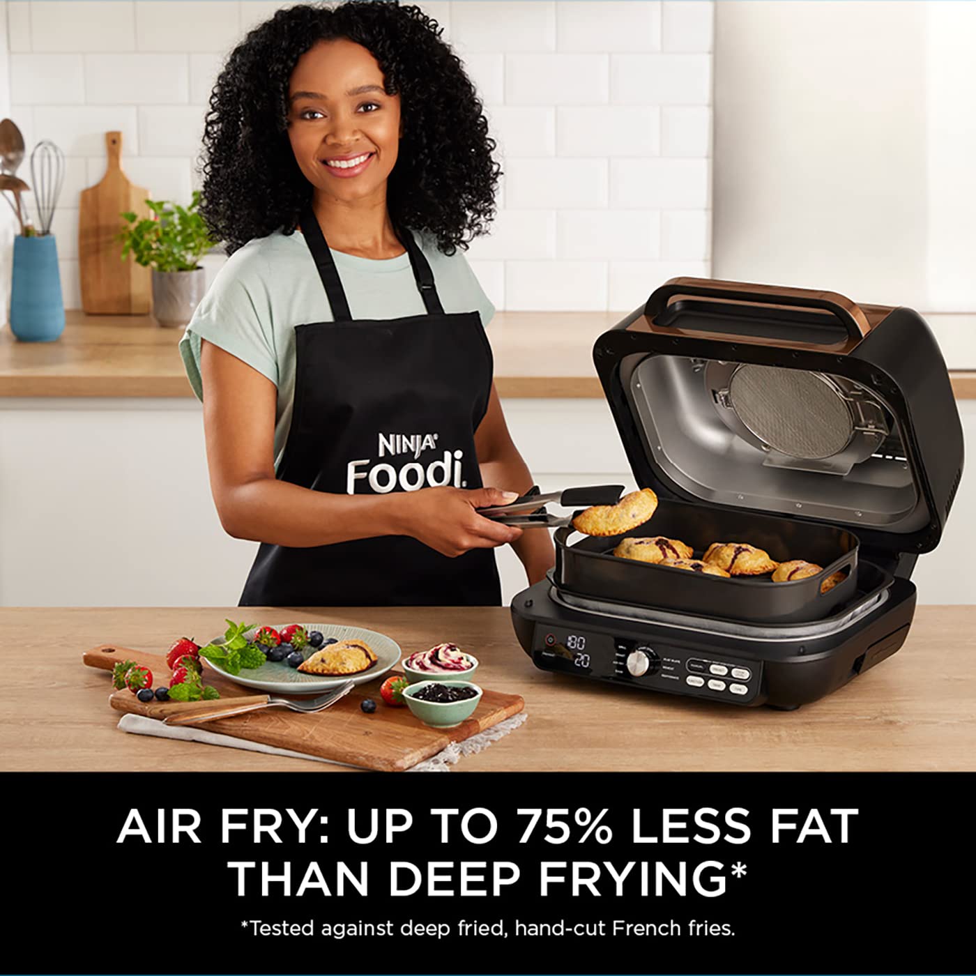 Ninja Foodi MAX PRO Health Grill, Flat Plate & Air Fryer [AG651UKCP] ,7 Cooking Functions, 2 Grill Plates, 3.8L, Copper