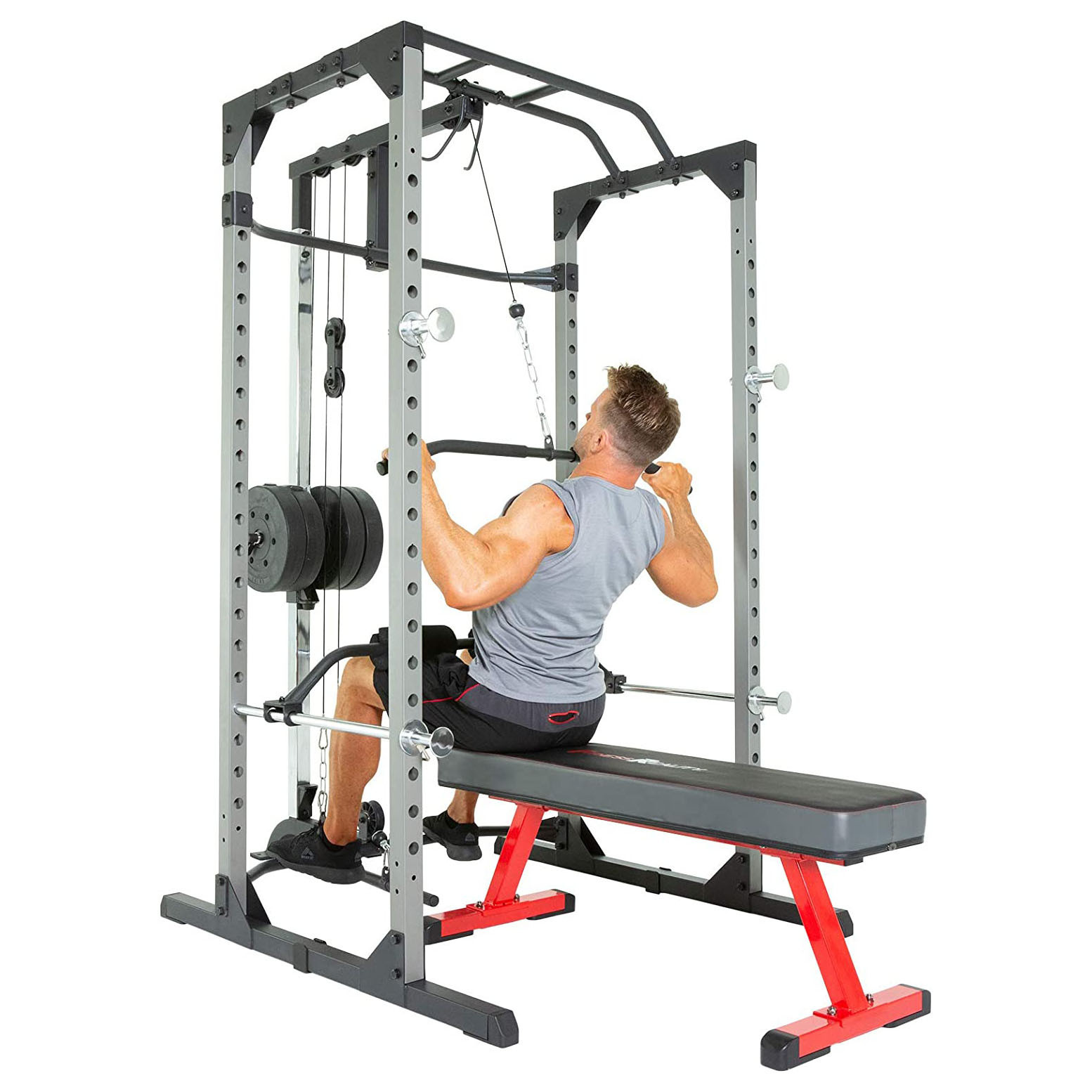 Fitness Reality Squat Rack Power Cage with | Optional Lat Pulldown & Leg Holdown Attachment | Squat and Bench Rack Combos| Super Max 810 XLT |