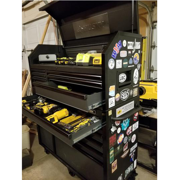 Industrial 52 in. W x 21.5 in. D 15-Drawer Tool Chest and Rolling Cabinet Combo with LED Light in Matte Black