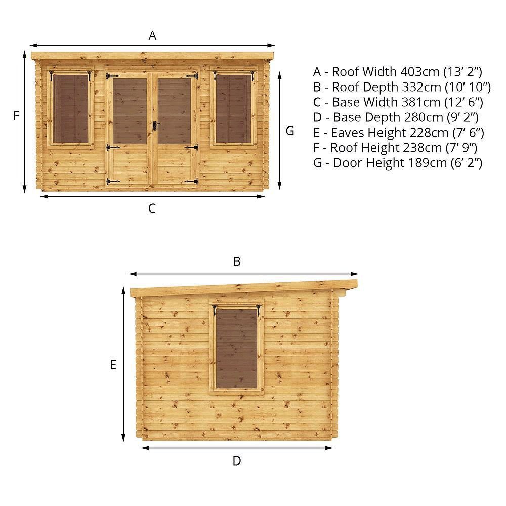 Mercia 4M x 4m Grizedale Log Cabin -- 19mm