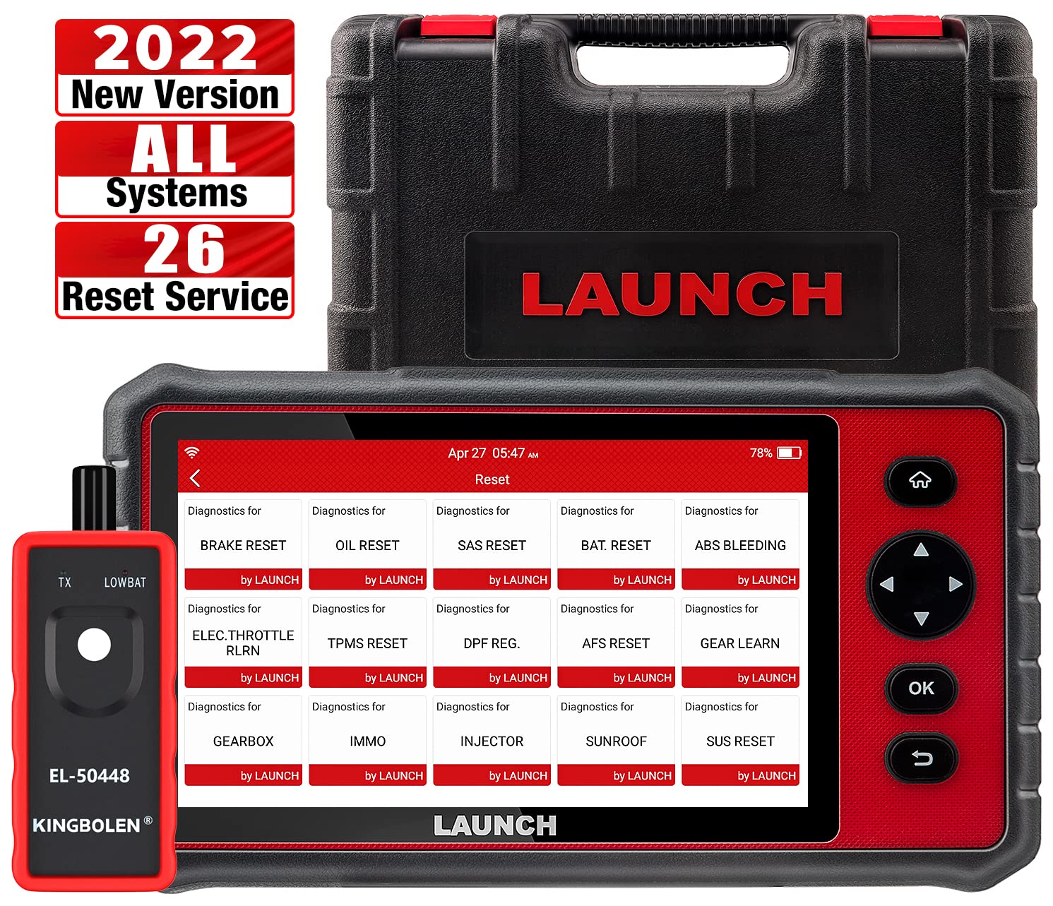 LAUNCH CRP909E Elite Full System OBD2 Scanner,OE-Level Car Diagnostic Scan Tool,26 Reset Service Functions,Key Program,TPMS,SAS,DPF,IMMO,ABS Bleeding, WiFi Free Update,TPMS As Gift