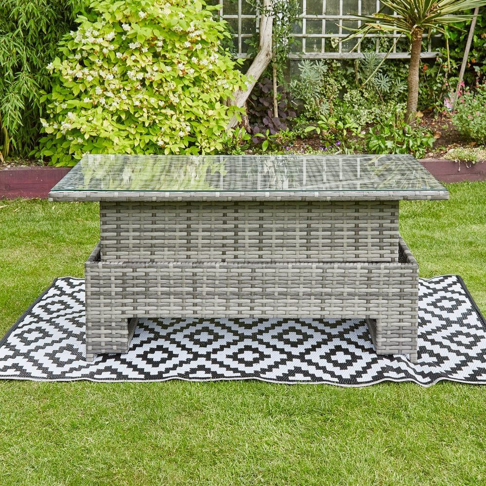 BARCELONA 9 SEATER RATTAN GARDEN DINING SET WITH RISING TABLE IN GREY