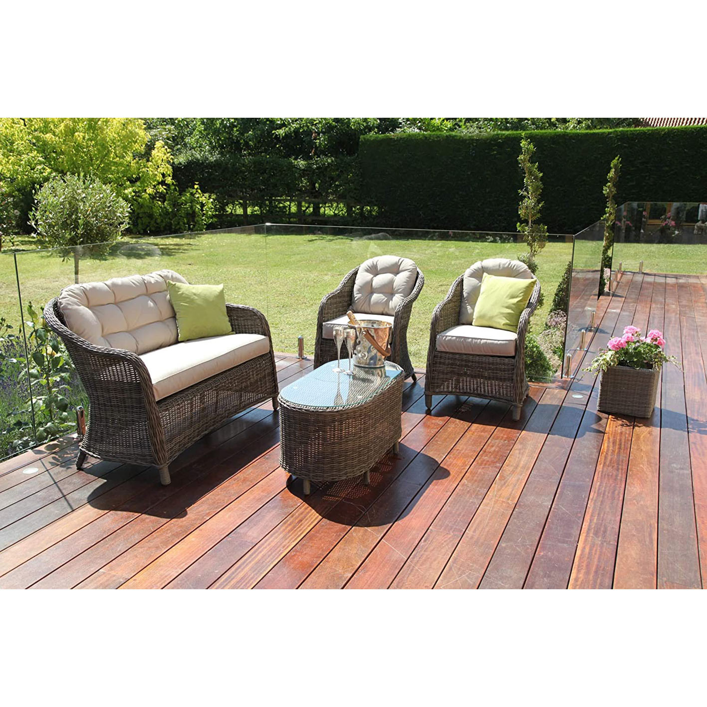 Maze Rattan Garden Furniture Winchester Rounded High Back Sofa Set